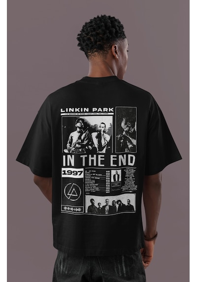 Tasarım Linkin Park In The End Rock Metal Sırt Baskılı Unisex Ove Siyah