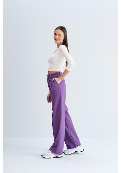 Sortie Collection Rahat Kesim Klasik Model Kumaş Pantolon Mor-mor Mor