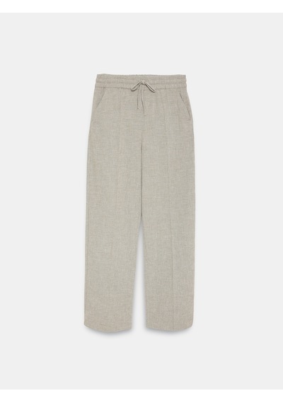 Dilvin 72730 Keten Karışımlı Bağcıklı Pantolon-taş