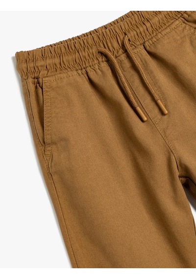 Koton Jogger Okul Pantolonu Beli Bağlamalı Pamuklu Cepli Deve Tüyü 5wkb40006tw Taba