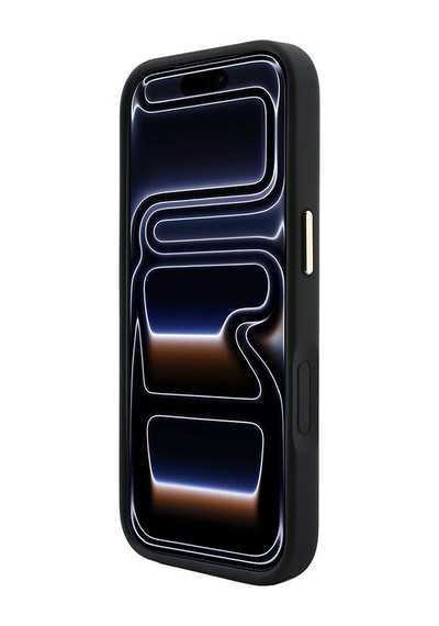 Apple iPhone Uyumlu 18 Pro Kılıf Guess Lisanslı M-safeli Sıcak Baskılı Yazı Logolu C-magnet Pu Deri Peony Siyah