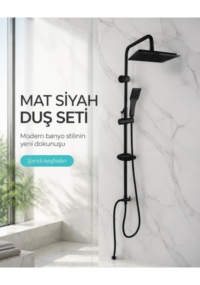 Fleko Vektör Black Rain Robot Duş Seti Mat Siyah