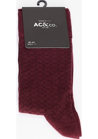 AC&Co / Altınyıldız Classics Erkek Bordo Sıyah Desenli Tekli Çorap Bordo Sıyah