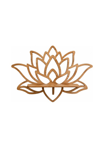 Lotus Tasarımlı Ahşap Duvar Rafı Kahverengi