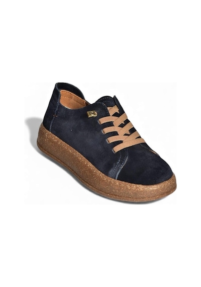 Fox Shoes V999060502 Lacivert Hakiki Deri Süet Kadın Spor Ayakkabı Sneakers Lacivert