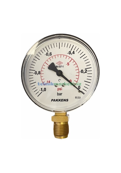 100MM -1/0 Bar ALT Çıkışlı G1/2" VakuMMetre. Vakum Ölçer Pakkens
