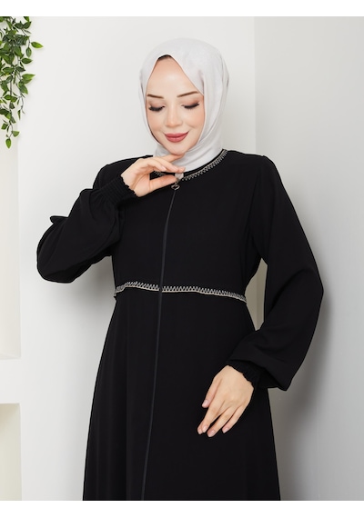 Eslemnur Gündelik Hac Ve Umrelik Nakışlı Mevlana Ferace Siyah