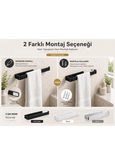 Lamalı Siyah Yapışkanlı Lüks Tasarım Solo Peçetelik, Metal Havluluk, Hem Yapışkanlı Hem Vidalı Montajlı, Banyo Ve Mutfak İçin Modern Duvar Havlu Askısı Çok Renkli Lamalı Siyah Yapışkanlı Lüks Tasarım Solo Peçetelik, Metal Havluluk, Hem Yapışkanlı Hem Vidalı Montajlı, Banyo Ve Mutfak İçin Modern Duvar Havlu Askısı Çok Renkli