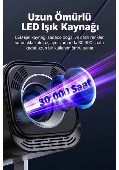 Vd-pjt004 Android 14 Akıllı Projeksiyon Cihazı, 4k Destekli 720p Hd, 180 Ansı, 180 Döner Stand, Karaoke, 2 Kablosuz Mikrofon, Dahili Hoparlör, Wifi 5g, Bluetooth 5.0, Hdmı, Usb, Mini Projektör
