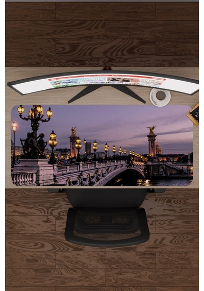 Paris Fransa Alexandre Iıı Köprüsü V4 90x40 Xxl Gaming Kauçuk Kaymaz Taban Mouse Pad Fare Altlığı