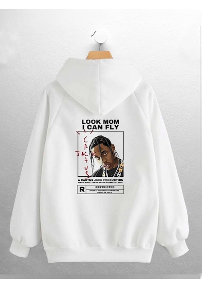 Macklin Unisex Kadın Erkek Cactus Jack Travis Scott Baskılı Sweatshirt Beyaz Mck0682 Beyaz