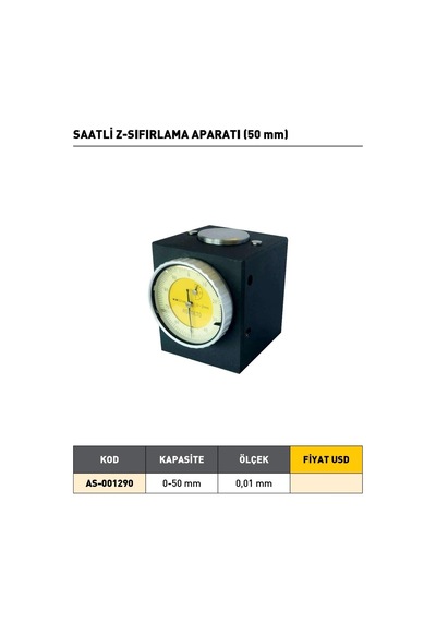 Fett 0-50mm Asimeto Saatli Z-sıfırlama Aparatı As-001290