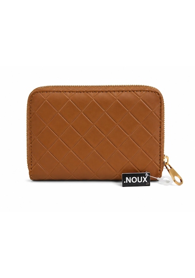 Noux Premium Örgü Desenli Fermuarlı Cüzdan Açık Kahverengi