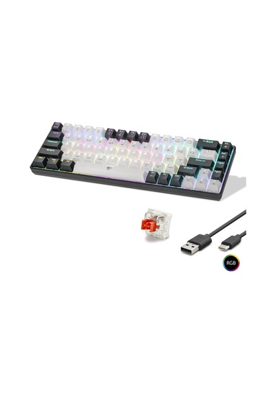 Mekanik Klavye Tri Mod Rgb Red Switch - Beyaz Siyah Mf1703w
