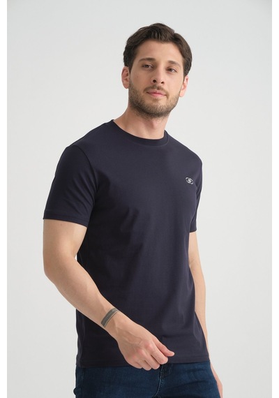 Shooter Sportwear Shooter Erkek T-shirt Nefes Alabilen Esnek Pamuklu Kumaş Regular Kalıp Minimal Logolu Lacivert