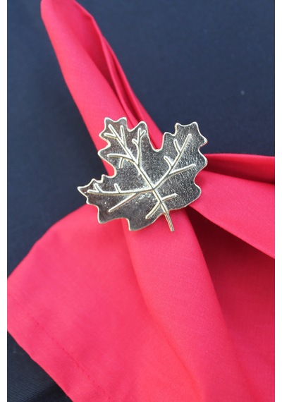 6 Adet Gold Çınar Yaprağı Metal Peçete Halkası - Napkin Ring