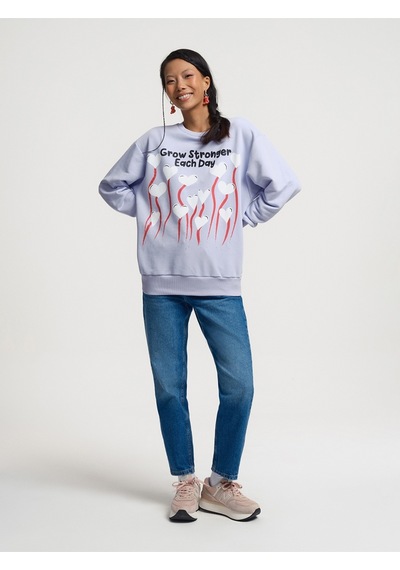 Oversize Kadın Sweatshirt Lila