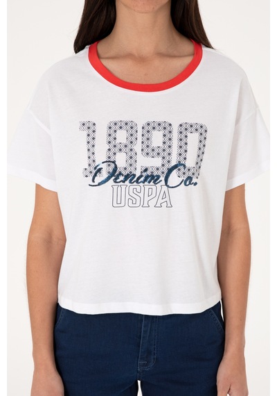 U.S. Polo Assn. Kadın Beyaz Bisiklet Yaka Tişört 50299732-VR013