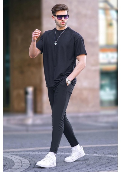 Madmext Siyah Basic Oversize Erkek Tişört 7010-siyah Siyah