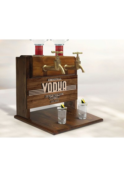 Bk Gift Kişiye Özel Kabartma İsimli Çift Musluklu Doğal Ahşap Vodka Standı, İçki Standı, Doğum Günü Hediyesi, Ev Hediyesi, Erkek Hediye-2