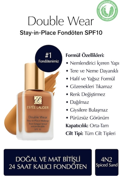 Estee Lauder Double Wear Fondöten Spf10 98 Sipiced Sand 4N2 Fond 30 ML