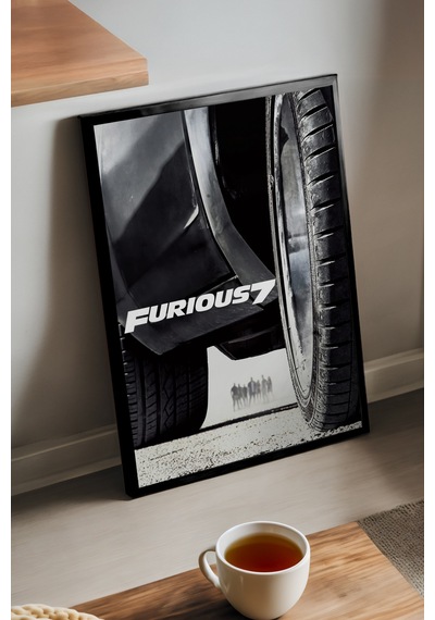 Hızlı Ve Öfkeli 7 Siyah Ahşap Çerçeveli Poster, Film Duvar Tablosu