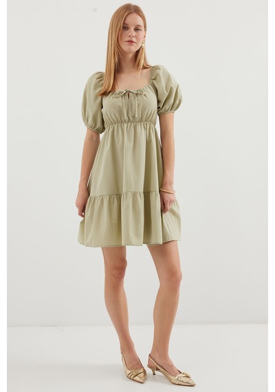 Bigdart 2351 Kloş Poplin Elbise - Çağla 001