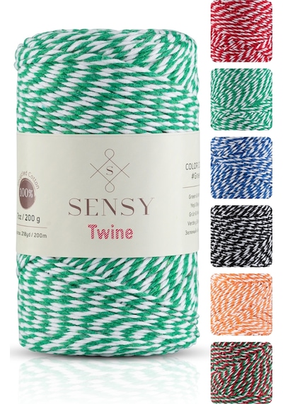 Sensy Premium 200 Metre 200 G Yeşil Beyaz Paket Ip Hediye Paketleme Ipi Marteniçka Ipi Twine Baker