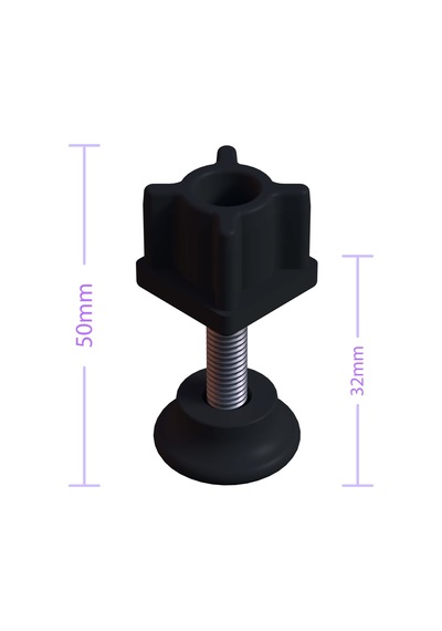 Cateksss 25x25 Mm Plastik Rotil Ayak - Profil Ayağı Tezgah Ayarlı Ayak Siyah - 44 Lü Paket