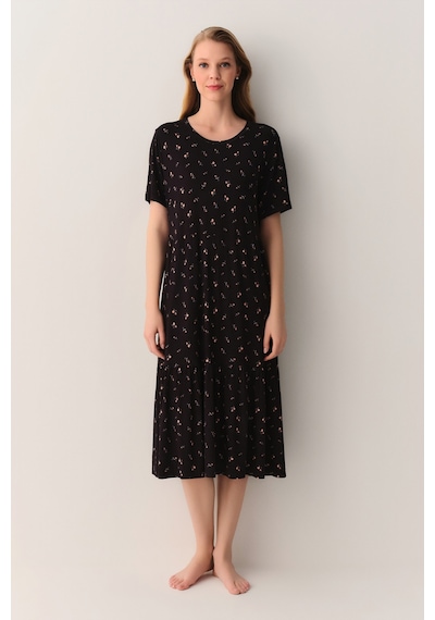 Suwen Chloe Uzun Günlük Elbise Sh26631613p911 Siyah Desenli