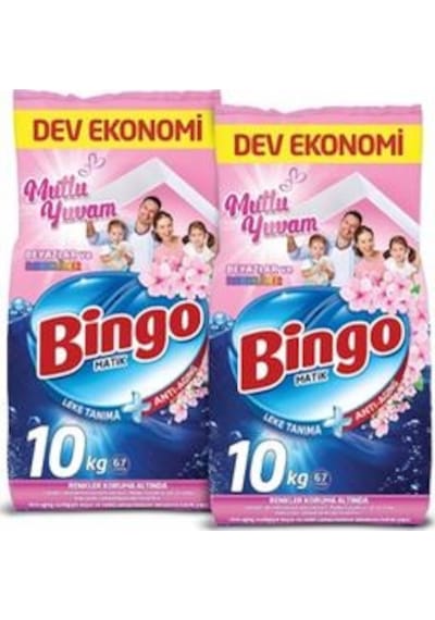 Bingo Matik 2 x 10 KG Mutlu Yuvam Renkliler ve Beyazlar Toz Çamaşır Deterjanı