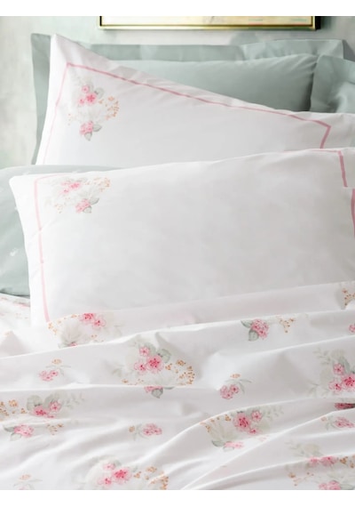 Cotton Box Modeline Çift Kişilik Nevresim Takımı Minty Mint Çok Renkli