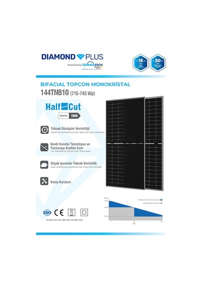 Tommatech 620wp 144tnb M10 Topcon Diamond Plus Güneş Paneli
