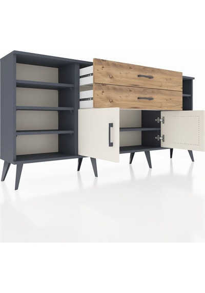 Arges Konsol 7 Raflı 2 Çekmeceli 2 Kapaklı 176x30x83 Antrasit-aytaşı/çam Aytaşı/çam Arges Konsol 7 Raflı 2 Çekmeceli 2 Kapaklı 176x30x83 Antrasit-aytaşı/çam Aytaşı/çam