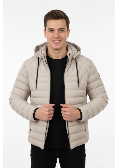 Bigazzi Erkek Kapüşonlu Spor Mont Regular Fit 3019 Bgl-st04897 Taş