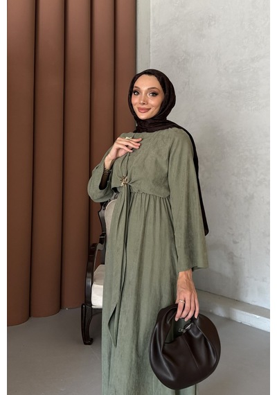 Riella Butik Pavera Tesettür Elbise Yeşil
