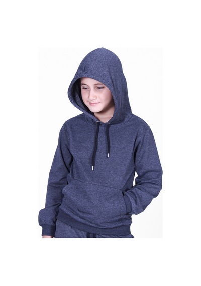 Fyk Kids Düz Kanguru Cepli Kapşonlu Sweatshirt Füme
