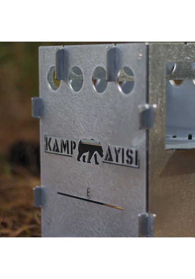 Kamp Ayısı Pyrolite Ateş Kutusu: Pratik Ve Katlanır Çok Yakıtlı Çantalı Metal Kamp Ocağı Gri