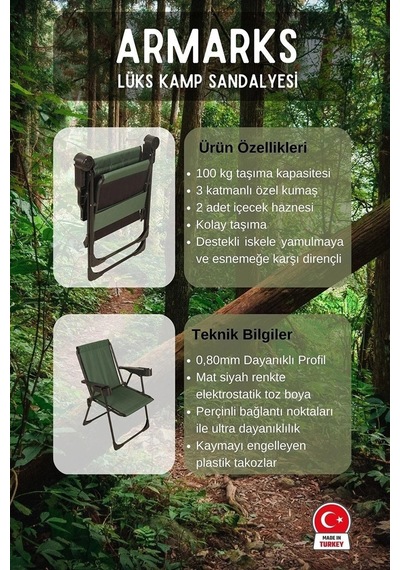 2 Adet Kamp Sandalyesi, Katlanır Kamp Sandalyesi, Bardaklıklı Kamp Sandalyesi,plaj Piknik Sandalyesi Yeşil