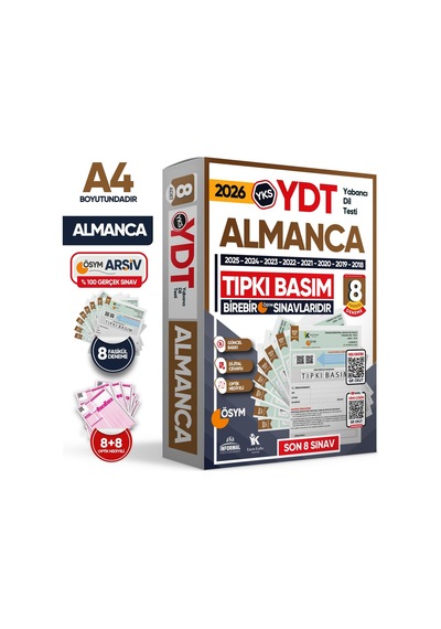 2026 YKS YDT (Yabancı Dil Testi) ALMANCA ÖSYM Çıkmış Soru Tıpkı Basım Deneme Paketi 8li Türkiye G.