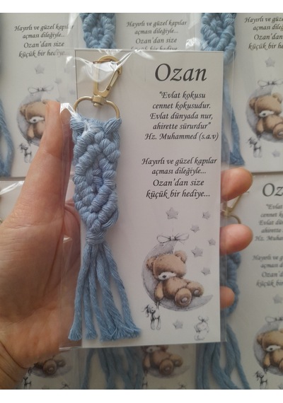 50 Adet Mavi Renk Makrome Anahtarlık Bebek Mevlüt Sünnet Şekeri Mavi