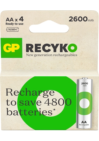 GP ReCyko 2700 Serisi 2600 mAh AA Ni-MH Şarj Edilebilir Kalem Pil 4 x 2'li