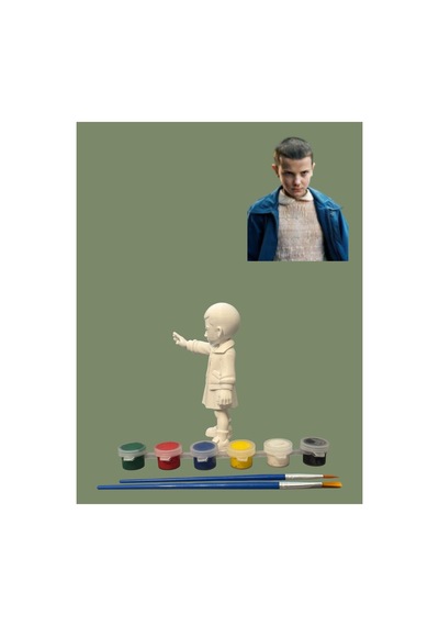 3d Stranger Things Eleven Figür Boyama Seti - Kendin Boya Hobi Ve Etkinlik Seti - Akrilik Boya + 2 Fırça