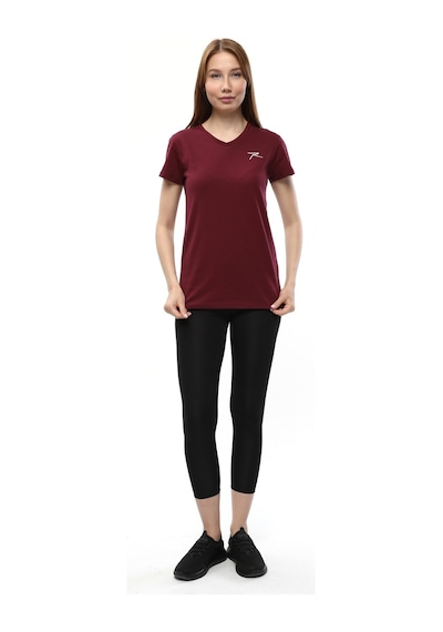 Raru Kadın %100 Pamuk T-Shirt Mulıer Bordo
