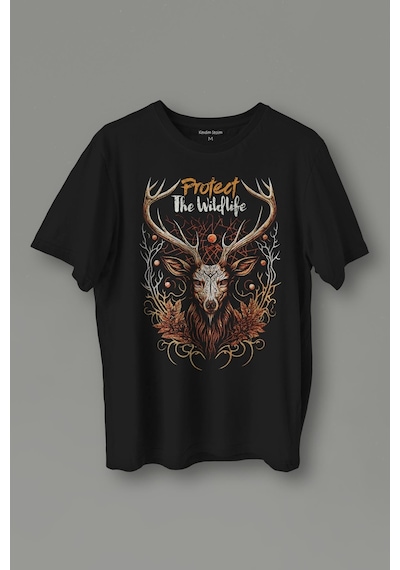 Unisex T-shirt Protect The Wildlife The Deer Nature Outdoor Dog A Geyik Siyah Baskılı Tişört 001 Unisex T-shirt Protect The Wildlife The Deer Nature Outdoor Dog A Geyik Siyah Baskılı Tişört 001