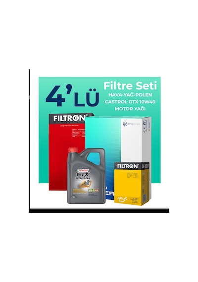 Filtron Fiat Palio 1.4 Benzinli Filtre Bakım Seti Castrol Motor Yağlı (1998-2012) 4 Lü