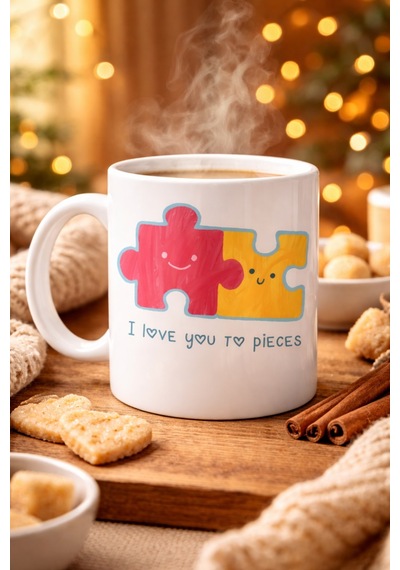 I Love You To Pieces Baskılı Porselen Kupa Model 14 - Sevgiliye Arkadaşa Özel Tasarım Kahve Kupası - Hediye Kupası Diğer