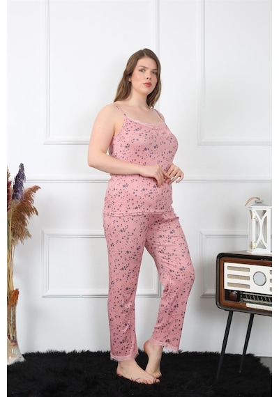 Akbeniz Kadın Büyük Beden Somon İp Askılı Pijama Takım 202198 Somon