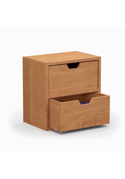 Desna İki Katlı İki Çekmeceli Mini Dolap - Kiraz 18 Cm Uzunluk X 12.1 Cm Derinlik X 18.4 Cm Woodsaka Doğal Ahşap