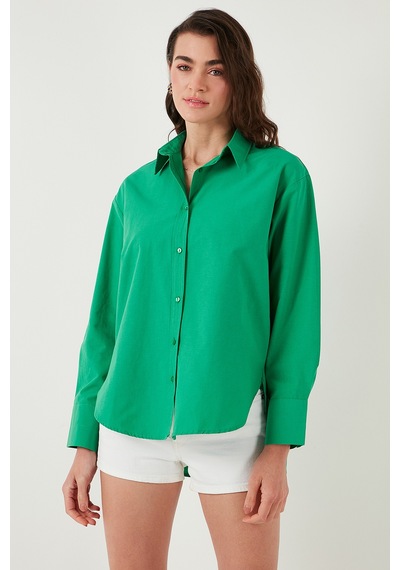 Lela Pamuklu Regular Fit Önü Kısa Arkası Uzun Oval Kesim Bayan Gömlek Cf25S163867 Benetton